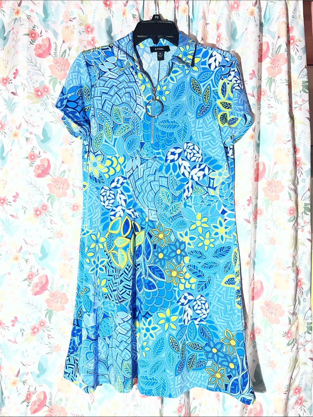 MSK Blue and Yellow Floral Mini Dress